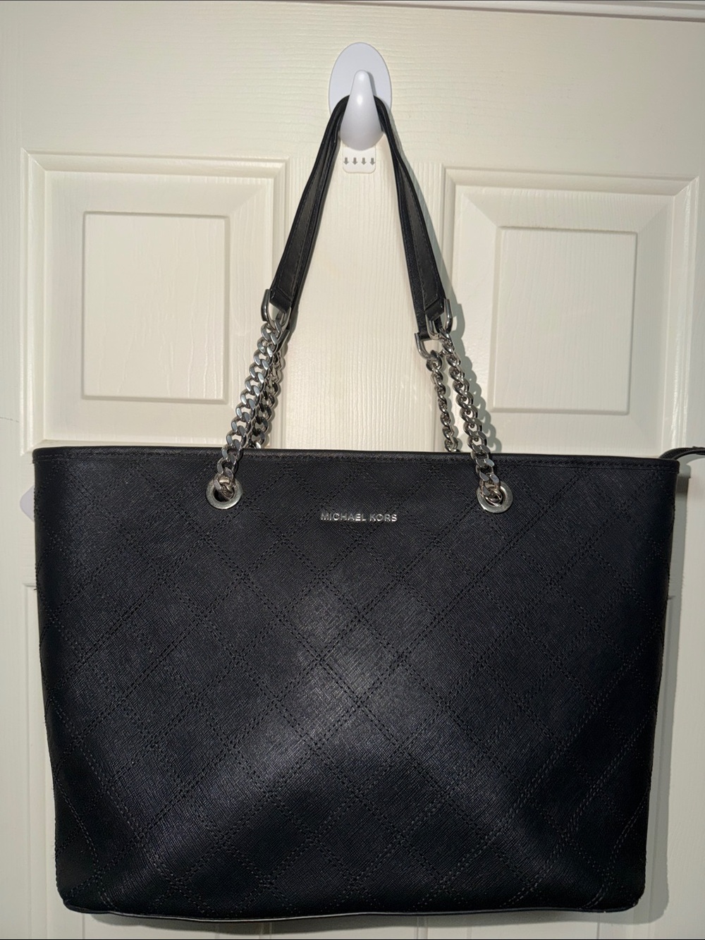 Michael Kors Black Quilted Chain-Handle Tote